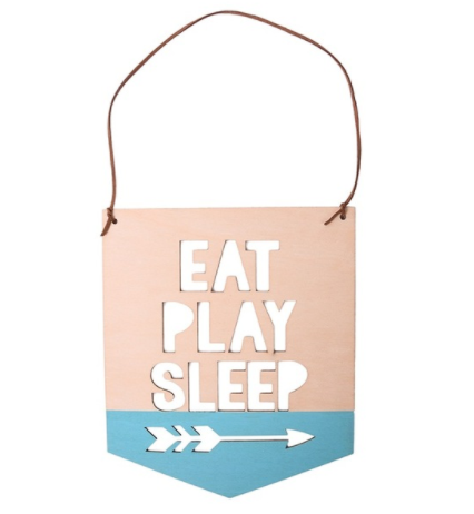 Wooden Banner - wall/door hanging (Eat Play Sleep)